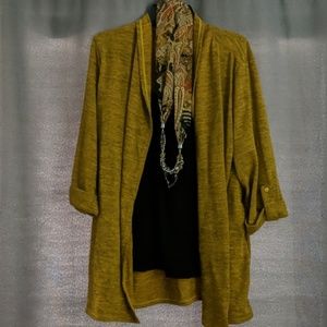 Cardigan with built in tank and necklace